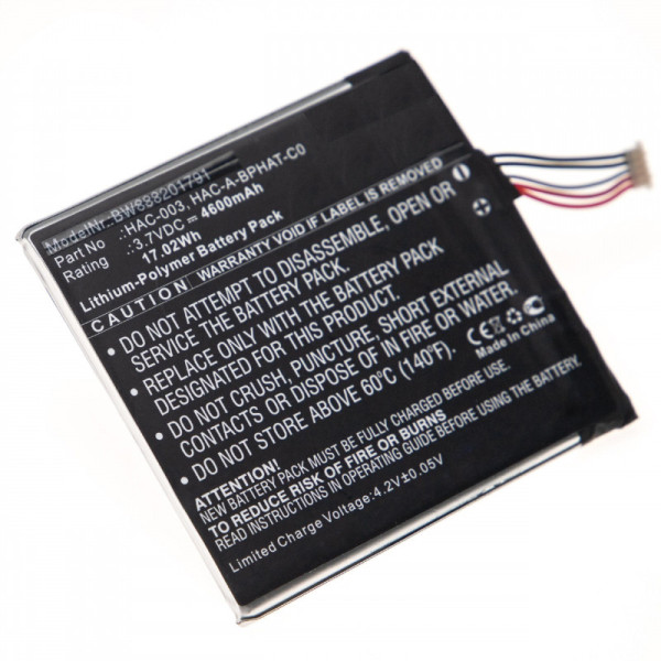 Batterij voor Nintendo Switch HAC-001, als HAC-003, HAC-A-BPHAT-C0, 4600 mAh, 3,7 V, Li-Polymer