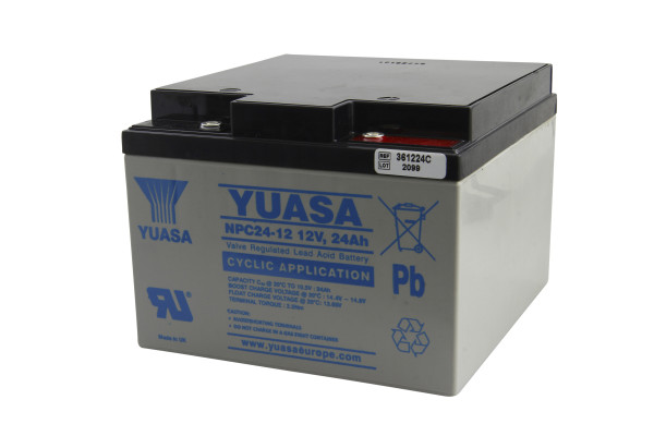Blei-Batterij Yuasa NPC24-12, Zyklentyp, M5 Schraubanschluss, 12 V, 24 Ah