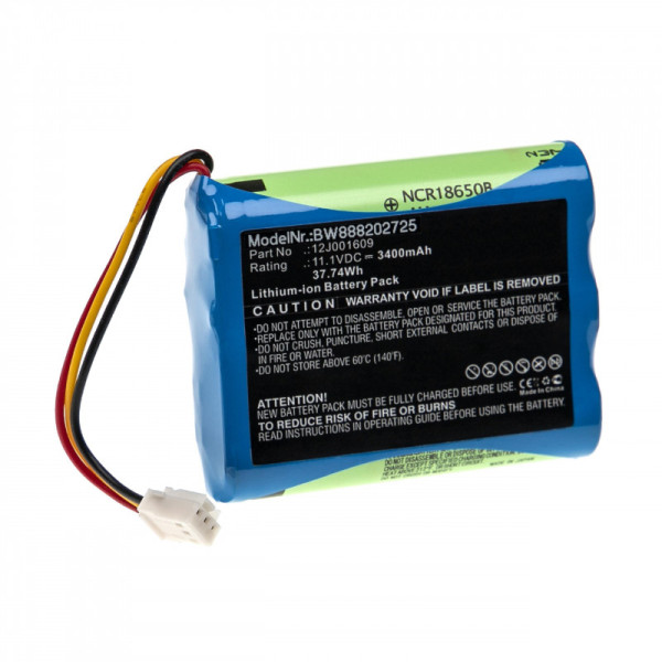 Batterij voor Wischroboter Moneual Everybot RS500, RS700, als 12J001609, Li-Ion, 11,1V, 3,4Ah