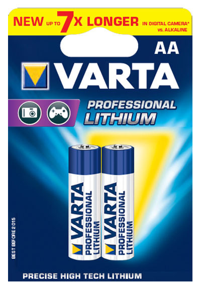 Batterien AA Mignon, Varta Professional Lithium, 2 Stück, als LR6, AAA, Mignon, LR6EE, AM3, Size M