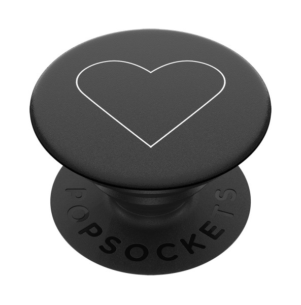 PopSockets PopGrip White Heart Black - ausziehbarer Griff für Handys