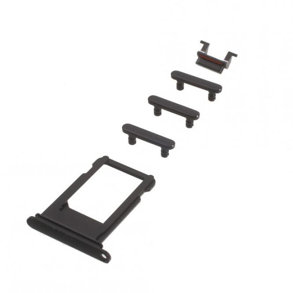 Seitentasten Set und Sim Tray voor iPhone 7, glänzend zwart