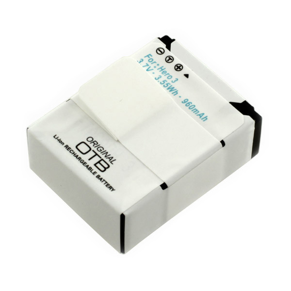 Batterij voor Action-Kamera GoPro HERO3, HERO3+, als AHDBT-201, AHDBT-301, AHDBT-302, Li-Ion, 960 mAh