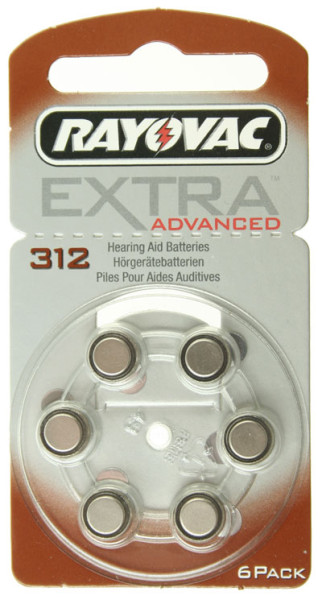 Hörgerät-Batterie R312AE Rayovac EXTRA ADVANCED, 6 Stück, R312, PR41, 312HPX, AC312, PR-312PA
