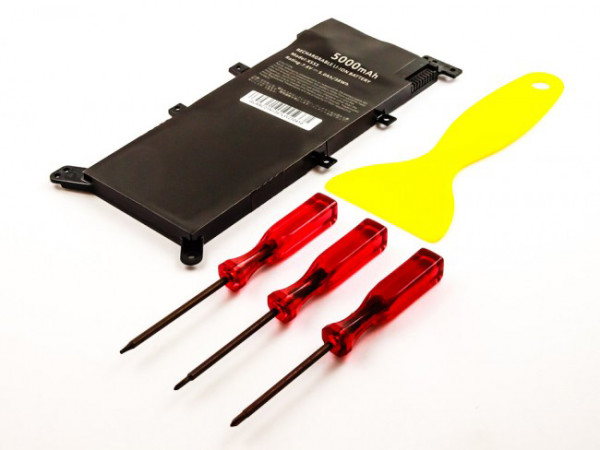 Batterij voor Asus A555, F555, VivoBook 4000, DX992, F51, X455, als 0B200-01000000, 7,6 V, 5000 mAh