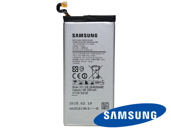 Batterij Original Samsung voor Galaxy S6 G920, Typ EB-BG920ABE, 2550 mAh, 3.7V