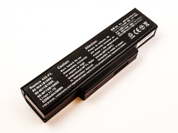 Batterij voor Asus F2, F3, M51, Z53, als 90-NI11B1000, 90-NI11B1000Y, 90-NIA1B1000, A32-F3, 5200 mAh