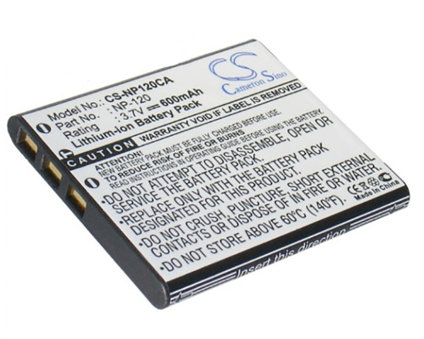 Batterij als Casio NP-120 voor Exilim EX-S200, EX-Z10, 12, 15, 20, 30