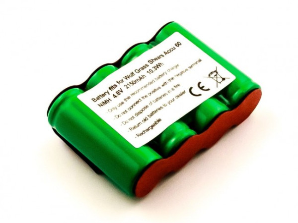 Batterij voor Wolf Rasenschere Accu 60, Grass Shears Accu 60, 2150 mAh, 4,8 V