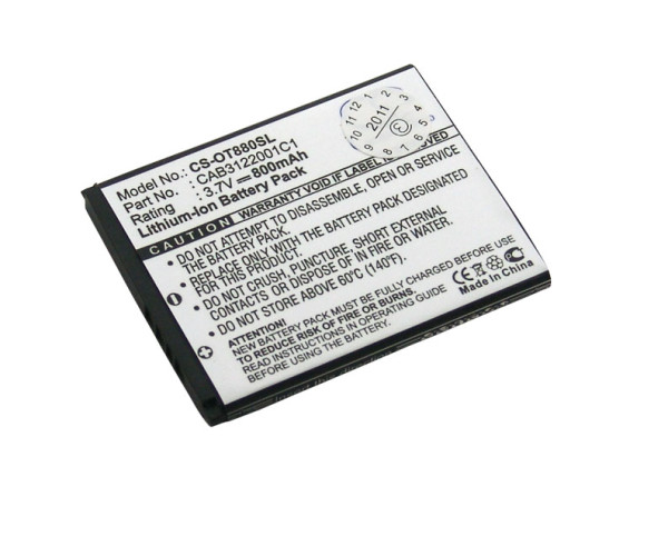 Batterij voor Alcatel One Touch 602, 710, 880, C60, Mini Rainbow, Xtra, Vodafone VF354, als CAB3122001C1
