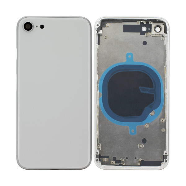 Graues Cover (ohne Logo) für Rückseite, inkl. Tastenset und SIM-Halter, passend für iPhone 8