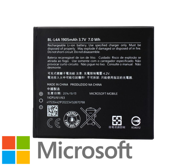 Batterij Original Microsoft voor Lumia 535, Typ BL-L4A, 1905mAh, 3.7V