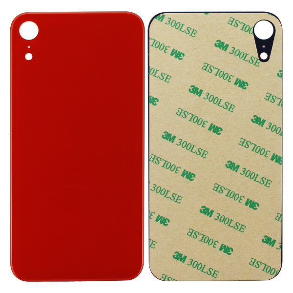 Rote Glasabdeckung für Rückseite mit 3M Klebestreifen, passend für iPhone XR