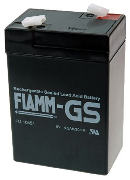 Blei-Batterij Fiamm FG10451, 4,8 mm Faston Anschluss, 6 Volt, 4,5 Ah