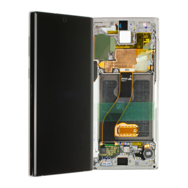 LCD Kompletteinheit inkl. Frontcover voor Samsung Galaxy Note 10 N970F, silber
