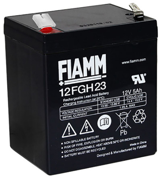 Blei-Batterij Fiamm 12FGH23, 6,3 mm Faston Anschluss, 12 Volt, 5 Ah