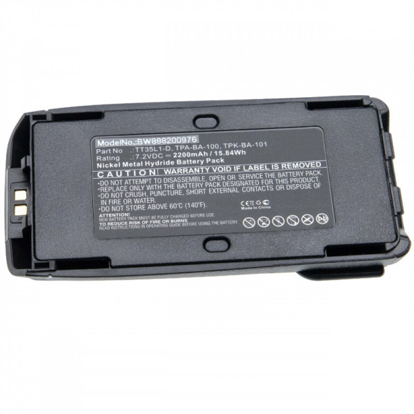 Batterij voor Tait TP8100, 8110, 8115, 8120, 8135, 8140, 9300, als TPK-BA-100, Ni-Mh 7,2 V, 2,2 Ah