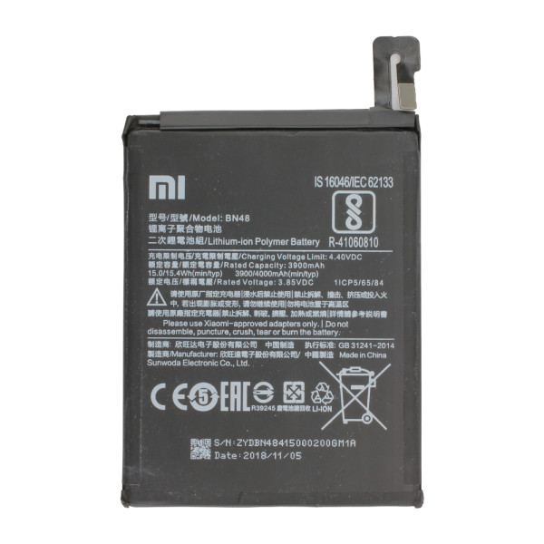 Batterij Original Xiaomi voor Redmi Note 6 Pro, Typ BN48, 4,4V, 3900/4000 mAh, Li-Polymer