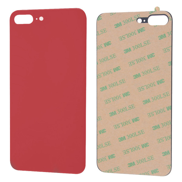 Rote Glasabdeckung für Rückseite mit 3M Klebestreifen, passend für iPhone 8 Plus