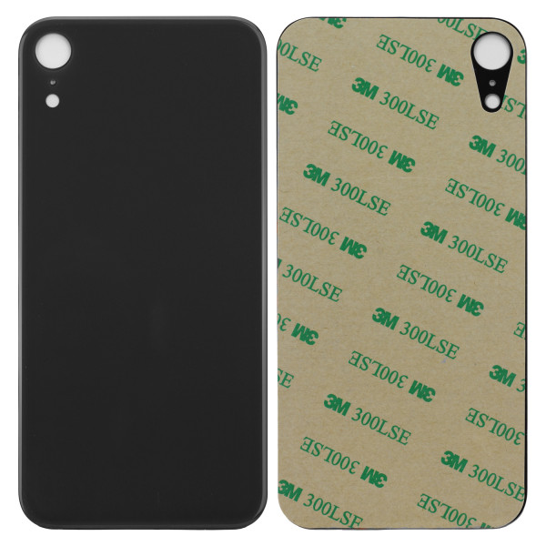Schwarze Glasabdeckung für Rückseite mit 3M Klebestreifen, passend für iPhone XR