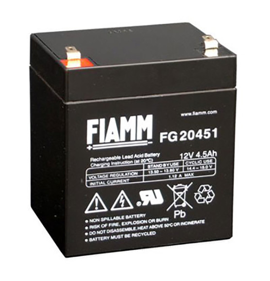 Blei-Batterij Fiamm FG20451, 4,8 mm Faston Anschluss, 12 Volt, 4,5 Ah