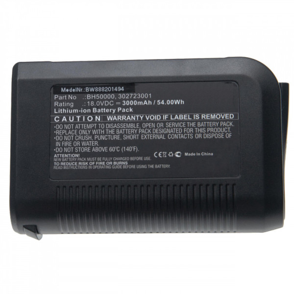 Batterij voor Batterij-Sauger Hoover Cordless Stick Vacuum, Linx Cordless Handheld, als BH50000, 18V, 3Ah