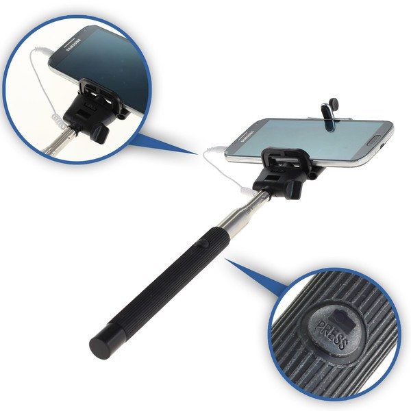 Selfie Stick voor Smartphones und Actionkameras mit Auslöseknopf, ausziehbar bis 1 m Länge
