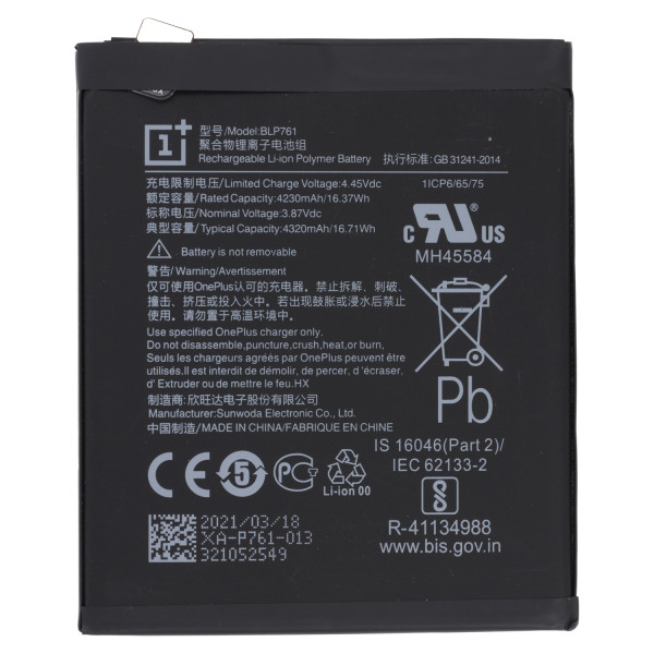 Batterij Original OnePlus voor OnePlus 8, Typ BLP761