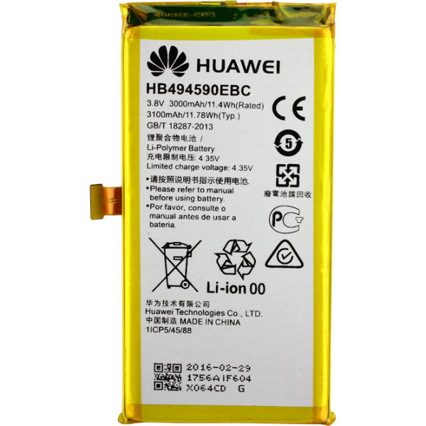 Batterij Original Huawei HB494590EBC voor Honor 7, 3Ah, 3.8V, Li-Polymer