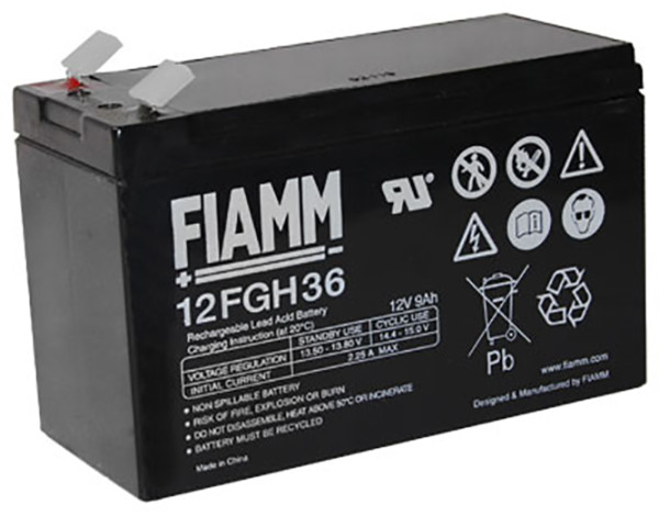 Blei-Batterij Fiamm 12FGH36, 6,3 mm Faston Anschluss, 12 Volt, 9 Ah