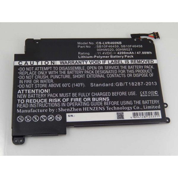 Batterij voor Lenovo ThinkPad 14, 460, P40, als 00HW020, 00HW021, SB10F46458, SB10F46459, 11,4 V, 4,2 Ah