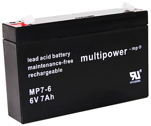 Blei-Batterij Multipower MP7-6, 4,8 mm Faston Anschluss, 6 Volt, 7 Ah
