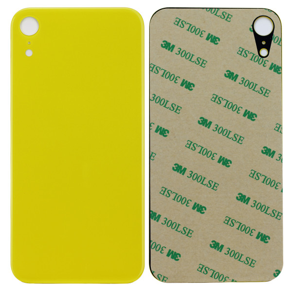 Gelbe Glasabdeckung für Rückseite mit 3M Klebestreifen, passend für iPhone XR