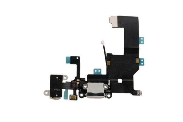 Dock-Connector Lade-Anschluß mit Flexkabel + Homebutton + Audio-Buchse voor Apple iPhone 5, weiß