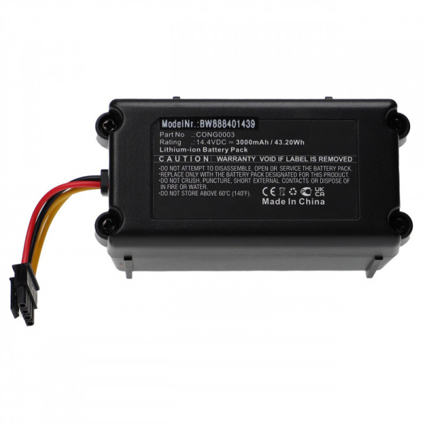 Batterij voor Saugroboter Bagotte BL509, Cecotec Conga 1290, Vileda VR302, als CONG0003, 14,4V, 3Ah