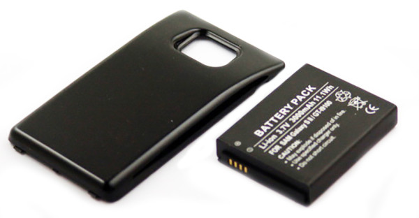 Akku für Samsung Galaxy S2 i9100, Hochleistung, mit Rückeckel, 2.600 mAh, schwarz, wie EB-F1A2GBU