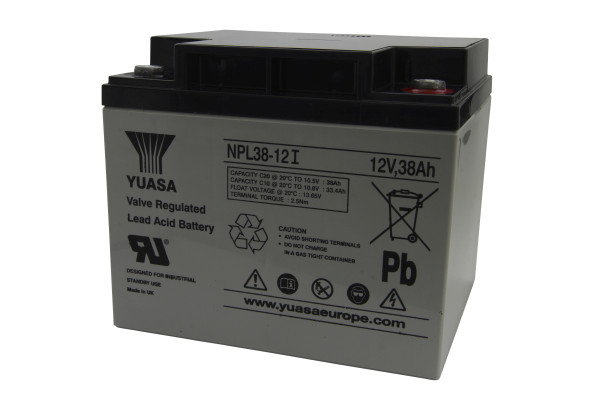 Blei-Batterij Yuasa NPL38-12 I, 10 Jahresbatterie, M6 Schraubanschluss, 12 V, 38 Ah