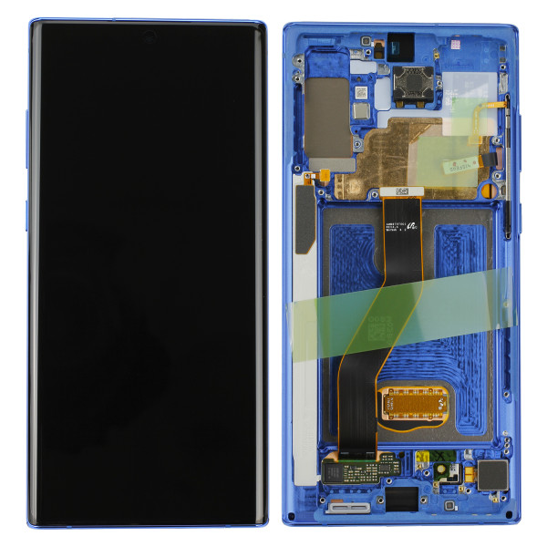 LCD Kompletteinheit inkl. Frontcover voor Samsung Galaxy Note 10+ N975F, blau