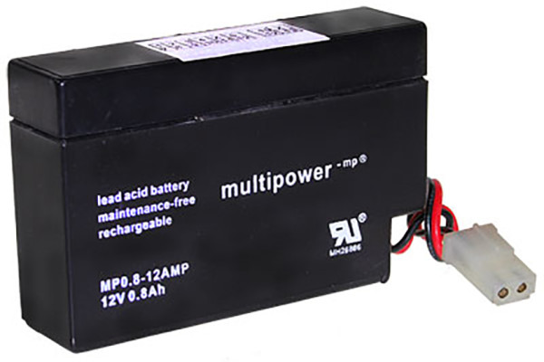 Blei-Batterij Multipower MP0.8-12AMP, AMP-Buchse, 12 Volt, 0,8 Ah