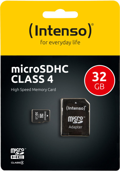Speicherkarte micro-SD HC Card (Trans Flash), 32GB, Class 4, inkl. Adapter auf SD-Card
