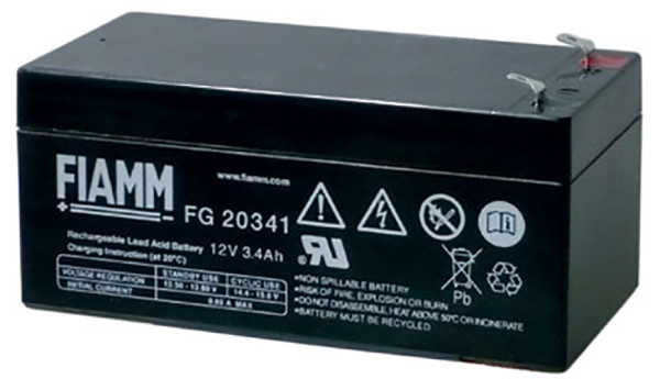 Blei-Batterij Fiamm FG20341, 4,8 mm Faston Anschluss, 12 Volt, 3,4 Ah