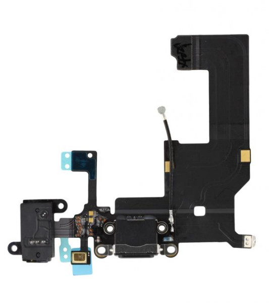 Dock-Connector Lade-Anschluß mit Flexkabel + Homebutton + Audio-Buchse voor Apple iPhone 5, zwart