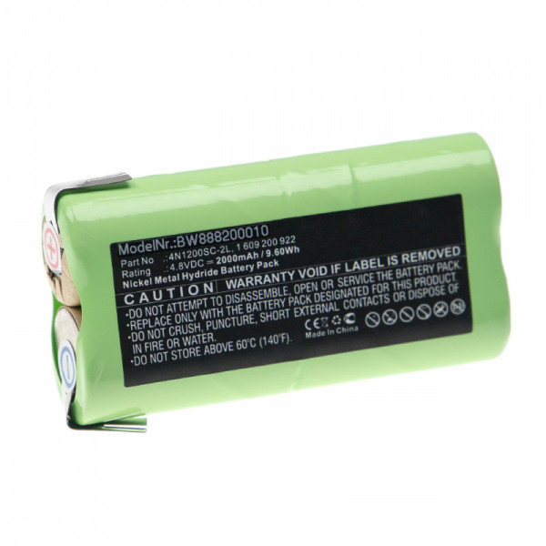 Batterij voor Bosch Grasschere AGS50, P800S, als 4N1200SC-2L, 1 609 200 922, 4,8V, 2000mAh, Ni-Mh