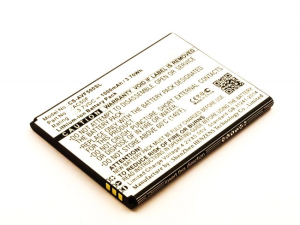 Batterij voor Archos 50f Neon, als AC50FNEV, AC50F 1000mAh, 3,7V