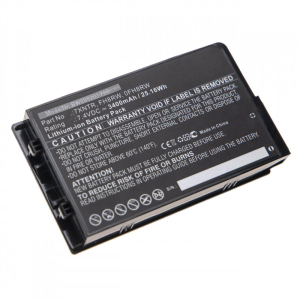 Batterij voor Dell Latitude 12 7202, 7202 Rugged Tablet, als FH8RW, 451-BCDH, 7XNTR, J7HTC, 7,4 V, 3,4 Ah
