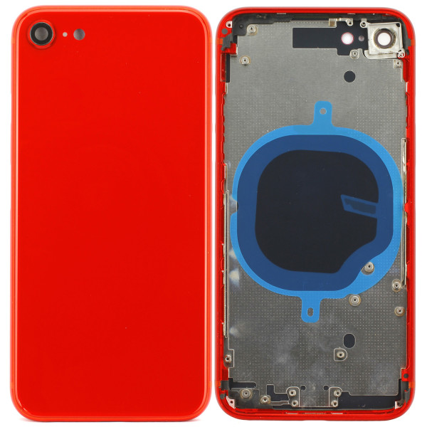 Rotes Cover (ohne Logo) für Rückseite, inkl. Tastenset und SIM-Halter, passend für iPhone 8