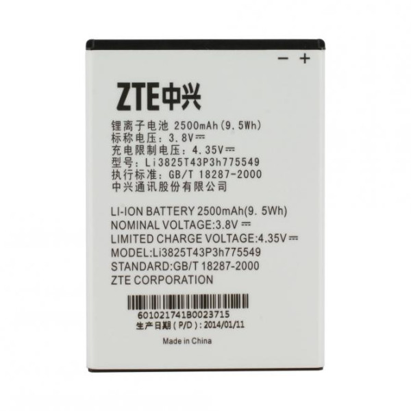 Batterij Original ZTE voor Grand X Quad V987, Smile Q Ux990, Typ ZTE LI3825T43P3H775549
