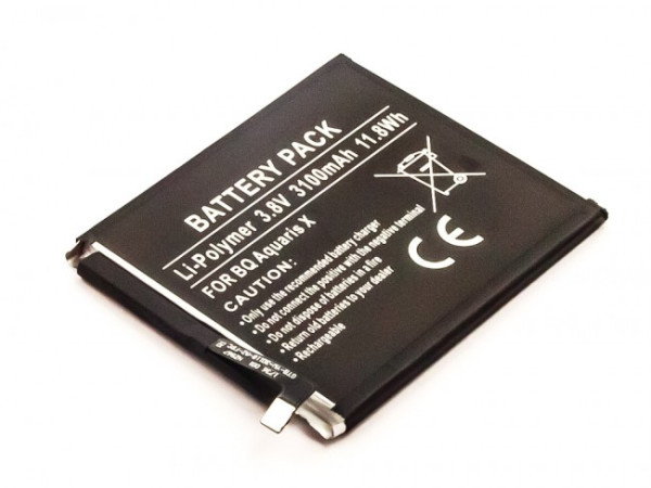 Batterij voor BQ Aquaris X und Aquaris X Pro, als 3100, 3.8 V, 3100 mAh Li-Ion