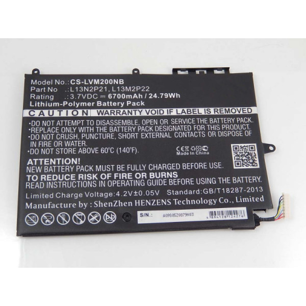 Batterij voor Lenovo Ideapad Miix 2, Mix 3 1030, als 1ICP4/83/103-2, C2-X1-d21, L13M2P22, 3.7V, 6.7Ah