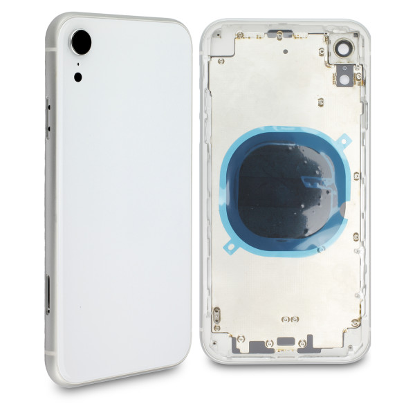 Weißes Cover (ohne Logo) für Rückseite, inkl. Tastenset und SIM-Halter, passend für iPhone XR
